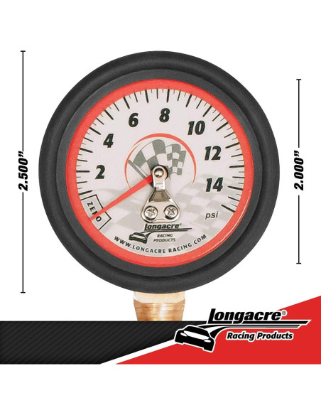 Medidor de Presión de Neumáticos Longacre 0-15 PSI 5.08 cm