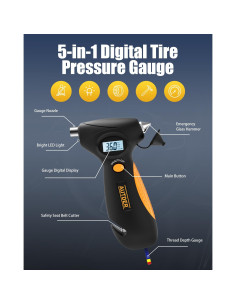 Medidor Digital de Presión de Neumáticos AUTDER 5-en-1 Amarillo 2