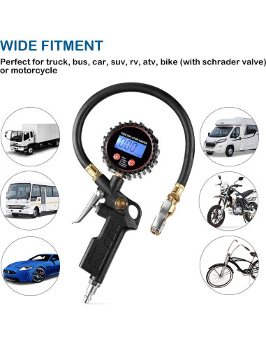 Medidor Digital de Inflador de Neumáticos CZC AUTO 250 PSI