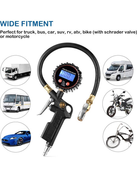 Medidor Digital de Inflador de Neumáticos CZC AUTO 250 PSI