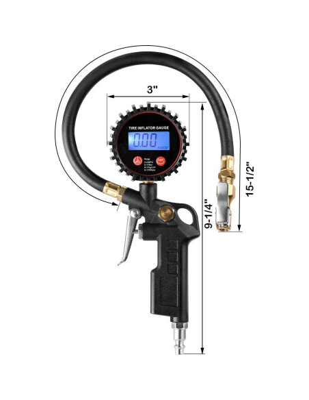Medidor Digital de Inflador de Neumáticos CZC AUTO 250 PSI