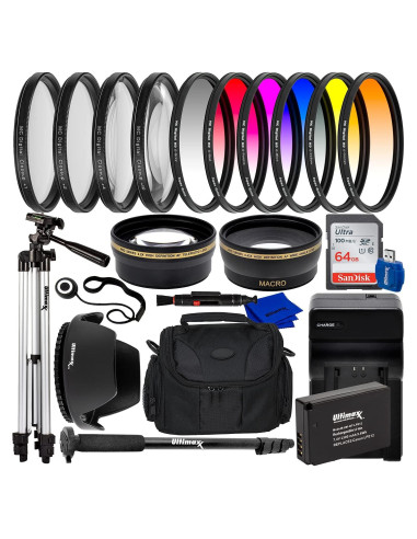Kit de Accesorios Ultimaxx 49mm para Canon EOS M - Incluye Lentes y Filtros