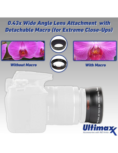 Kit de Accesorios Ultimaxx 49mm para Canon EOS M - Incluye Lentes y Filtros