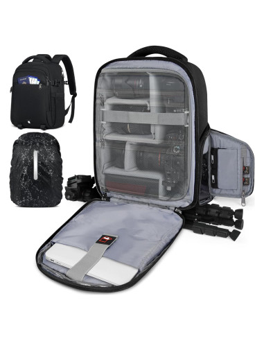 Mochila para cámara RAINSMORE Mediana Negra con protección impermeable