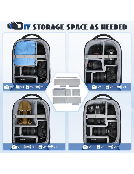 Mochila para cámara RAINSMORE Mediana Negra con protección impermeable