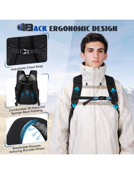 Mochila para cámara RAINSMORE Mediana Negra con protección impermeable