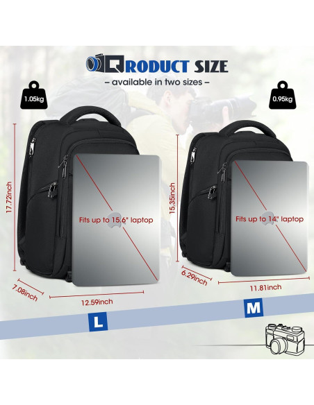 Mochila para cámara RAINSMORE Mediana Negra con protección impermeable