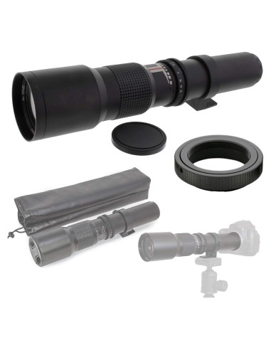 Lente Telefoto 500mm f/8-32 para Canon DSLR - Enfoque Manual