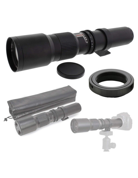 Lente Telefoto 500mm f/8-32 para Canon DSLR - Enfoque Manual