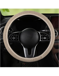 Cubierta de Volante Smilfuy 15 Pulgadas Microfibra Beige 2