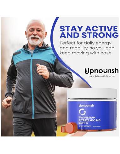 Gomitas de Magnesio UpNourish 600mg Veganas 120 Unidades