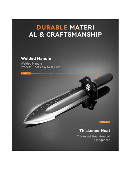 Pala Dura SUNPOW para Detector de Metales - Doble Bisel Serrado