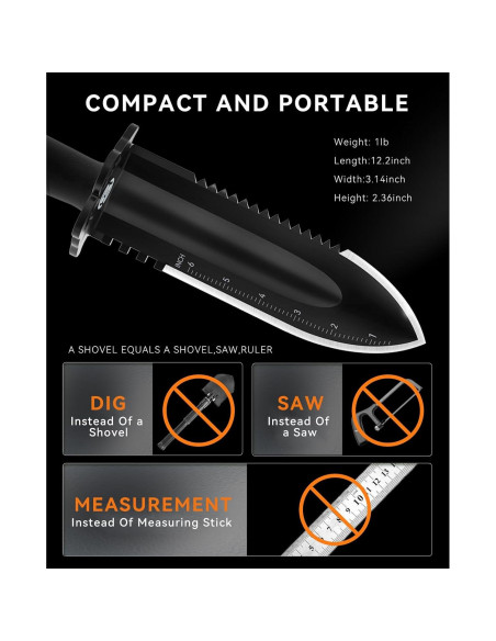 Pala Dura SUNPOW para Detector de Metales - Doble Bisel Serrado