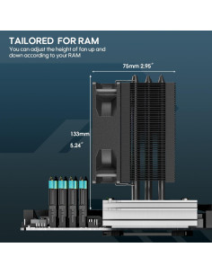 Enfriador de CPU Vetroo V3 ARGB 133mm para AMD e Intel 2