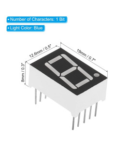 Pantalla LED Digital 7 Segmentos PATIKIL 1 Bit Azul 3.3V 2