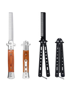 Peines Automáticos Plegables Canumer - Acero Inoxidable, 2 Piezas