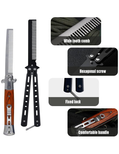 Peines Automáticos Plegables Canumer - Acero Inoxidable, 2 Piezas