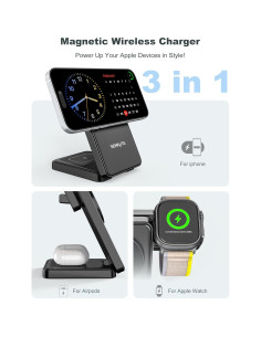 Cargador Inalámbrico 3 en 1 SENKUTA para iPhone y Apple Watch 2