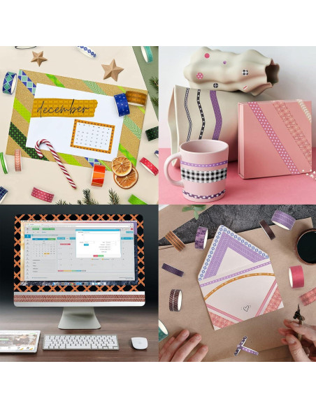 Juego de 60 Rollos de Cinta Washi KOVANO - Decorativa 300m