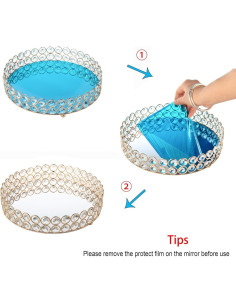 Bandeja de Cristal Dorada Feyarl 25 cm para Maquillaje y Joyería 2
