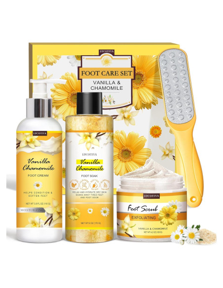 Set de Pedicura LUCOTIYA 4 en 1: Sales, Crema, Lima y Exfoliante
