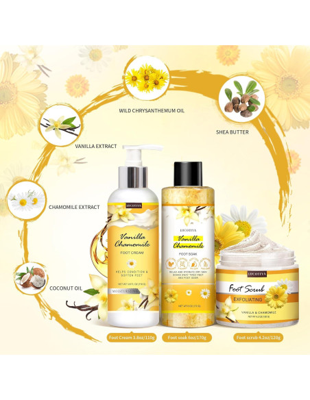 Set de Pedicura LUCOTIYA 4 en 1: Sales, Crema, Lima y Exfoliante