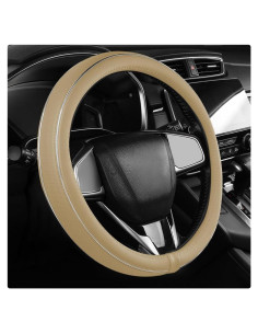 Funda de Volante de Cuero Yourkar Beige 38.1 cm Antideslizante