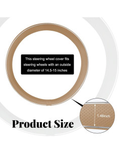 Funda de Volante de Cuero Yourkar Beige 38.1 cm Antideslizante 2