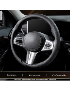 Cubierta de Volante de Cuero Nappa Aimato Negra Ultra Fina 2