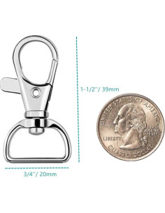 Ganchos Giratorios de Lanyard IPXEAD 60 Piezas 19mm Plata 2
