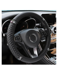 Cubierta de Volante LoyaForba de Cuero con Rhinestones 37-38 cm