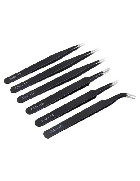 Juego de Pinzas de Precisión Kaverme 6 Piezas Acero Inoxidable