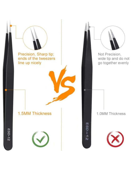 Juego de Pinzas de Precisión Kaverme 6 Piezas Acero Inoxidable