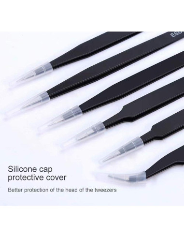 Juego de Pinzas de Precisión Kaverme 6 Piezas Acero Inoxidable