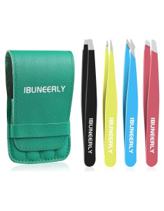 Juego de Pinzas para Cejas iBuneerly 4 Piezas Acero Inoxidable