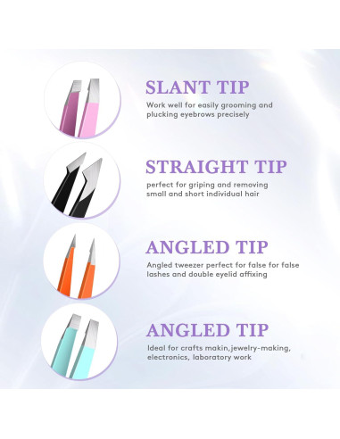 Set de Pinzas para Vello Facial Bedace - 4 Piezas Multicolor