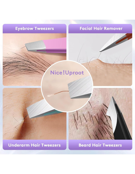 Set de Pinzas para Vello Facial Bedace - 4 Piezas Multicolor