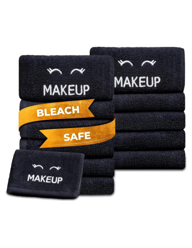 Toallas Negras de Algodón Ultra Suave Blanco Clásico - 12 Unidades 33x33cm