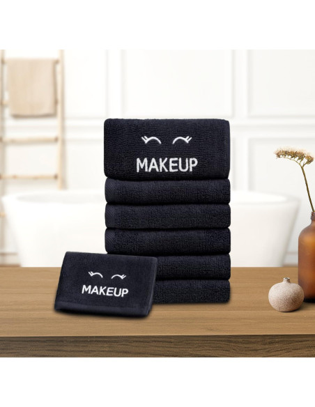 Toallas Negras de Algodón Ultra Suave Blanco Clásico - 12 Unidades 33x33cm