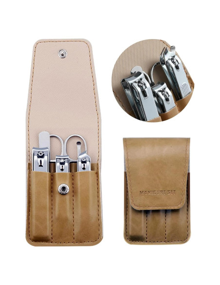 Juego de Cortauñas Atimier 6 Piezas Acero Inoxidable Beige