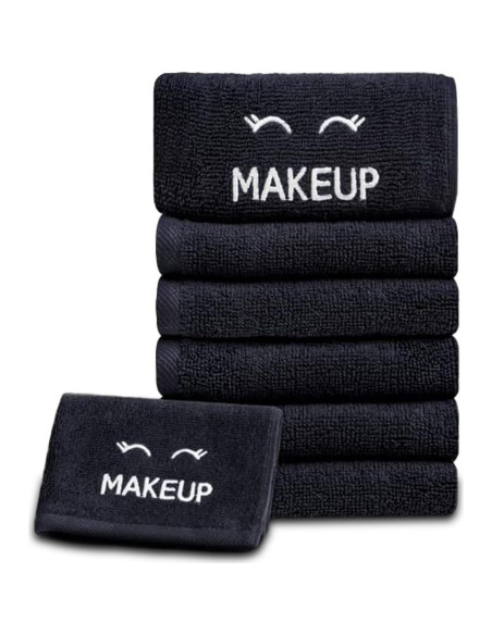 Toallas Negras de Algodón Ultra Suave Blanco Clásico - 12 Unidades 33x33cm