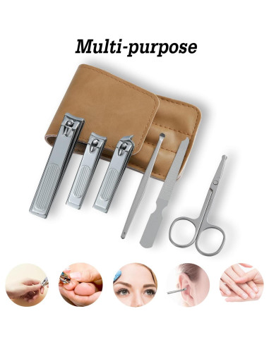 Juego de Cortauñas Atimier 6 Piezas Acero Inoxidable Beige