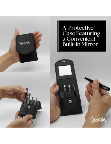 Juego de Pinzas de Acero Inoxidable TWEEZIA - 4 Puntas de Precisión