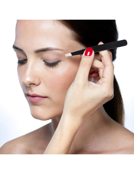 Juego de 12 Pinzas para Cejas Mudder de Acero Inoxidable Negro