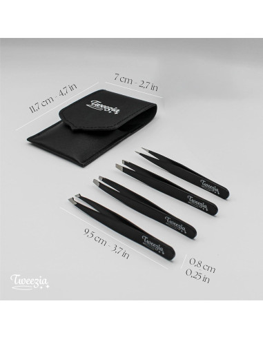 Juego de Pinzas de Acero Inoxidable TWEEZIA - 4 Puntas de Precisión