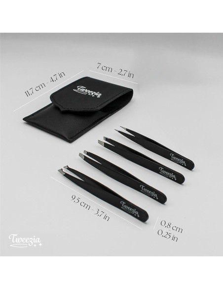 Juego de Pinzas de Acero Inoxidable TWEEZIA - 4 Puntas de Precisión