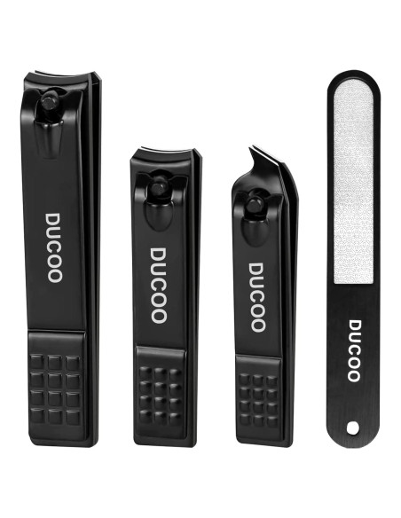 Juego de Cortauñas DUCOO 4 Piezas Acero Inoxidable Negro