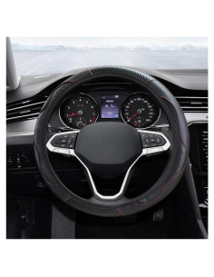 Funda de Volante KITUREK 38 cm Cuero de Fibra de Carbono Negro