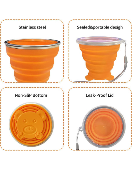 Tazas Plegables de Silicona Nintora-C 180ml - 2 Piezas