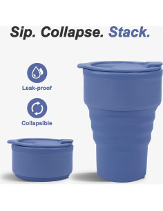 Taza de Silicona Plegable Peboms 375ml Azul - Apta Lavavajillas 2